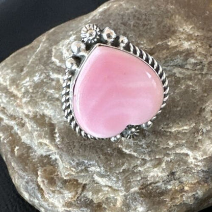 Navajo Pink Conch Heart Ring | Handmade | Sz 9.5 | 16040