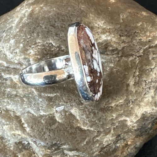 Men's Women's Wild Horse Turquoise Ring | Navajo Sterling Silver | Sz 8 | Authentic Native American Handmade | 17356