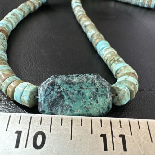 Navajo Turquoise Nugget Heishi Bead Necklace | Sterling Silver | Authentic Native American Handmade | 20" | 17144