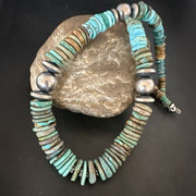Navajo Blue Green Turquoise Necklace | Sterling Silver | Authentic Native American | 21" | 16958