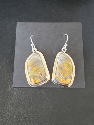 Navajo Bumblebee Jasper Earrings | Sterling Silver | Authentic Native American Handmade | 15829