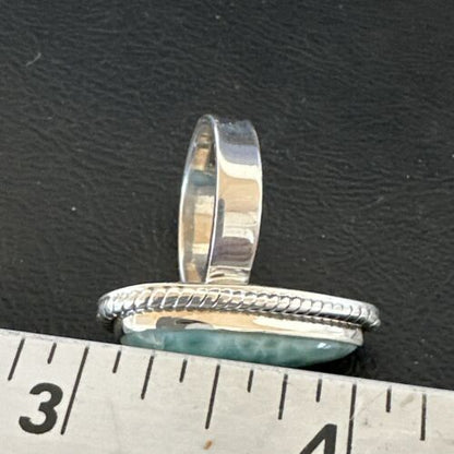 Navajo Blue Larimar Ring | Sterling Silver | Sz 8 | Authentic Native American Handmade | 17650