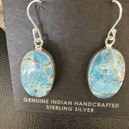 Southwestern Blue Denim Lapis Dangle Earrings | Sterling Silver | 1" | 15797