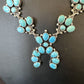 Rare Sleeping Beauty Kingman Turquoise Squash Blossom Necklace | Sterling Silver | 16269