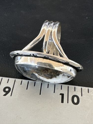 White Buffalo Turquoise Navajo Ring | Sterling Silver | Sz 9 | Authentic Native American Handmade | 16388