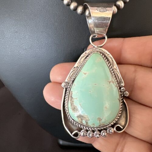 Women's Royston Turquoise Pendant Necklace | Navajo Pearls | Sterling Silver | 17061