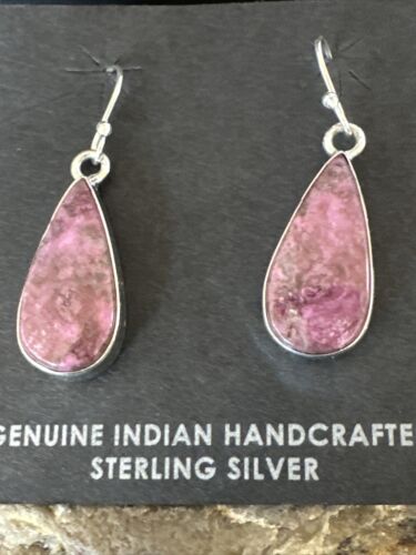 Purple Mojave Turquoise Dangle Earrings | Sterling Silver | Authentic Native American Handmade | 15784