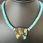 Navajo SpiderWeb Turquoise Heishi Pearls Necklace | Sterling Silver | 20" | 17033