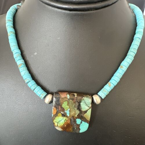 Navajo SpiderWeb Turquoise Heishi Pearls Necklace | Sterling Silver | 20" | 17033