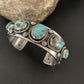 Navajo Blue Royston Turquoise 5 Stone Cuff Bracelet | Sterling Silver | Authentic Native American Handmade | 01383