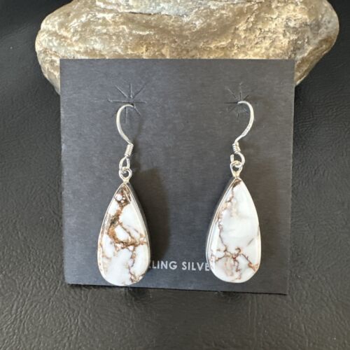 Navajo Wild Horse Turquoise Dangle Earrings | Sterling Silver | Authentic Native American Handmade | 15741