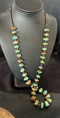 Navajo Royston Turquoise Shell Heishi Bead Necklace | Sterling Silver | 30" | 16955