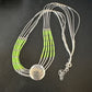 Navajo Green Gaspeite Heishi Concha Necklace | 5 Strand Liquid Sterling Silver | 20" | 15872