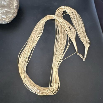 Gold Filled Heishi Tubes Necklace | 50 Strand | Liquid Sterling Silver | 30" | 17393