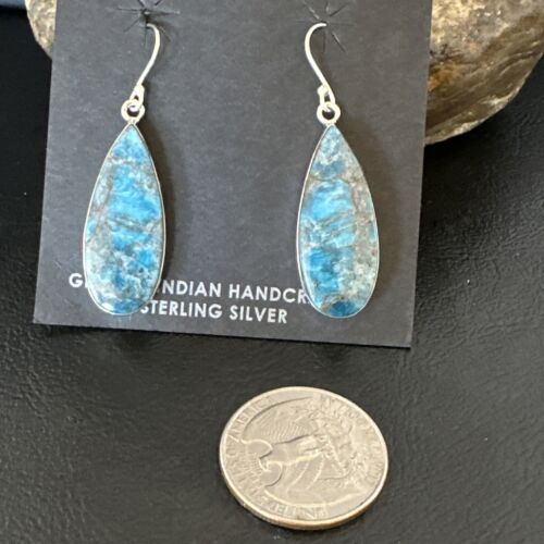 Blue Denim Lapis Dangle Earrings | Sterling Silver | 1" | 15799