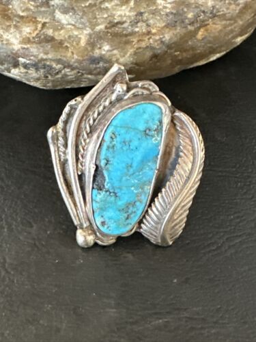 Old Pawn Men's Blue Kingman Turquoise Ring | Navajo Sterling Silver | Sz 10 | 15520