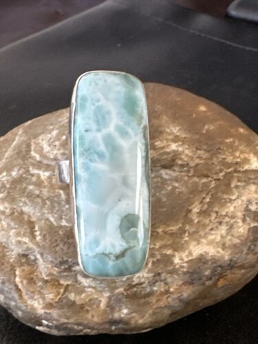 Navajo Blue Larimar Ring | Sterling Silver | Sz 10 | Authentic Native American Handmade | 17586