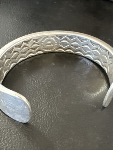 Navajo Sterling Silver Cuff Bracelet | 12K Gold Pueblo Stamped by V Hicks | Authentic Native American Handmade | 15989