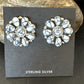 Women's Cluster White Buffalo Turquoise Earrings | Navajo Sterling Silver | Authentic Native American Handmade | 16343