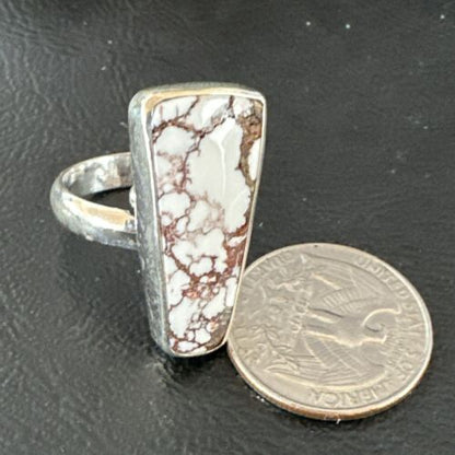 Men's and Women's Wild Horse Turquoise Navajo Ring | Sterling Silver | Sz 8 | Authentic Native American Handmade | 17351