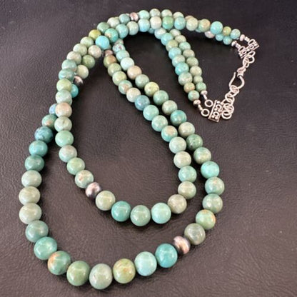 Royston Green Turquoise Necklace | Southwestern Sterling Silver | 22" | 17536