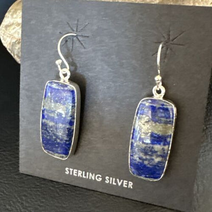 Blue Denim Lapis Dangle Earrings | Sterling Silver | 1" | 15804