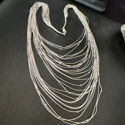 Graduated Bib Heishi Liquid Necklace | Sterling Silver | 24" | 17241