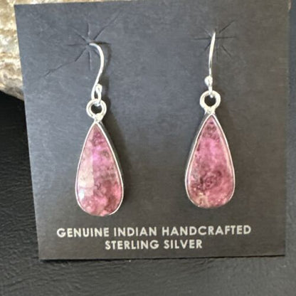 Purple Mojave Turquoise Dangle Earrings | Sterling Silver | Authentic Native American Handmade | 15784