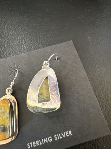 Navajo Bumblebee Jasper Earrings | Sterling Silver | Authentic Native American Handmade | 15824
