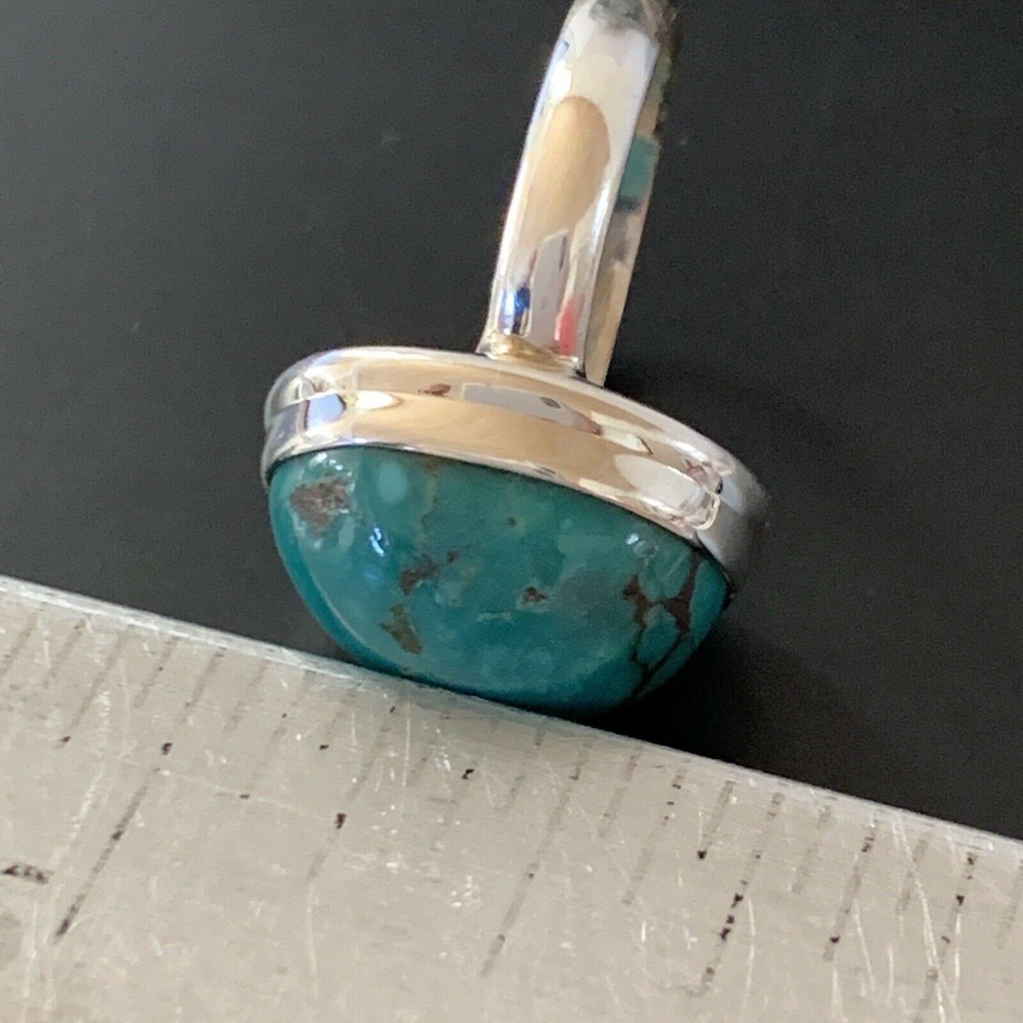 Navajo Spiderweb Blue Turquoise Ring | Sterling Silver | Sz 6 | Authentic Native American Handmade | 11429