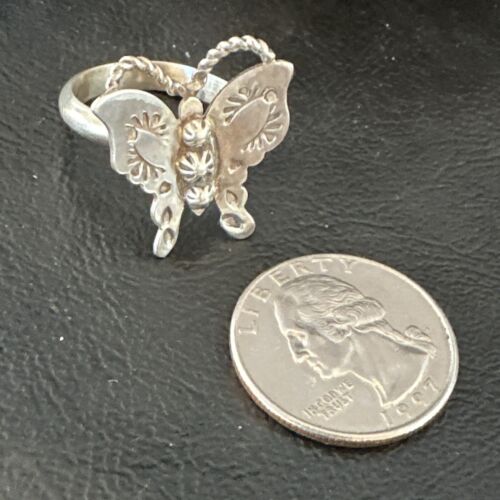 Navajo Sterling Silver Butterfly Ring | Sz 7.5 | Authentic Native American Handmade | 16972