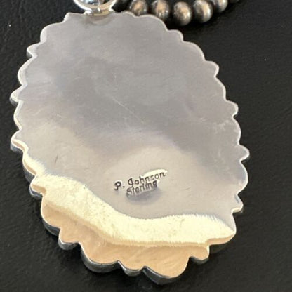 Navajo Pearls Pink Conch Necklace with Multi-Stone Cluster Pendant | Authentic Native American Handmade | 16063