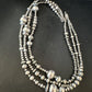 Navajo Pearls Mixed Bead Bib Necklace | Sterling Silver | 3-Strand | 20" | Authentic Native American Handmade | 14954