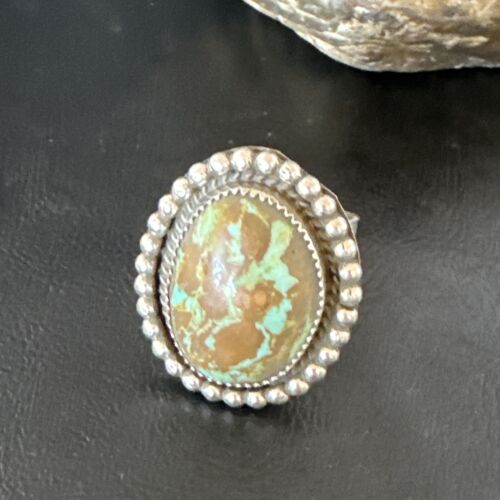 Navajo Blue #8 Turquoise Ring | Sterling Silver | Sz 10 | Authentic Native American Handmade | 15890 - Masha USA
