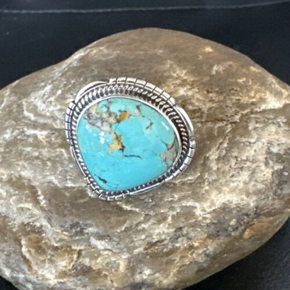 Navajo Blue #8 Turquoise Ring | Sterling Silver | Sz 11 | Authentic Native American Handmade | 15506