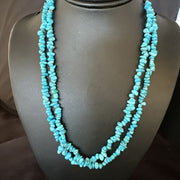 Navajo Blue Kingman Nugget Turquoise Necklace | 2 Strand | Sterling Silver | 20" | 15341