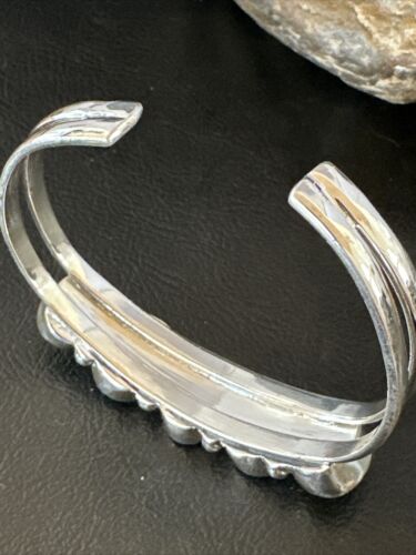 Women's Blue Turquoise 5-Stone Cuff Bracelet | Navajo Sterling Silver | Authentic Native American Jewelry | 16280