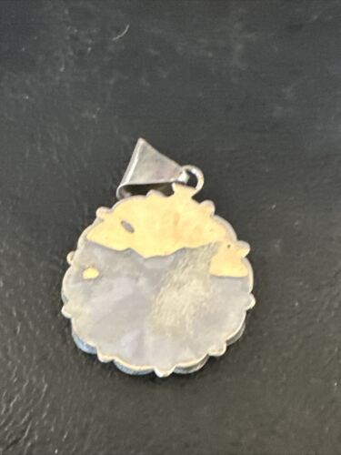 Zuni Sun Face Pendant | Turquoise, Mother of Pearl, Onyx Inlay | Sterling Silver | Native American Handmade | 15179