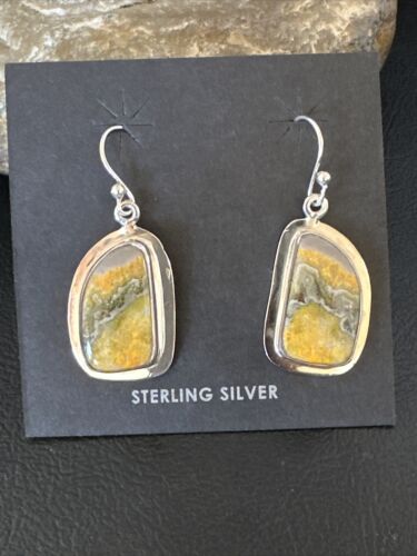 Navajo Bumblebee Jasper Earrings | Sterling Silver | Authentic Native American Handmade | 15822