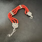 Women's Red Coral 3-Strand Bead Sterling Silver Bracelet 7.5" | Navajo Jewelry | 16468