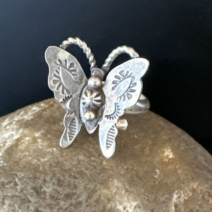 Navajo Sterling Silver Butterfly Ring | Sz 8 | Authentic Native American Handmade | 16974