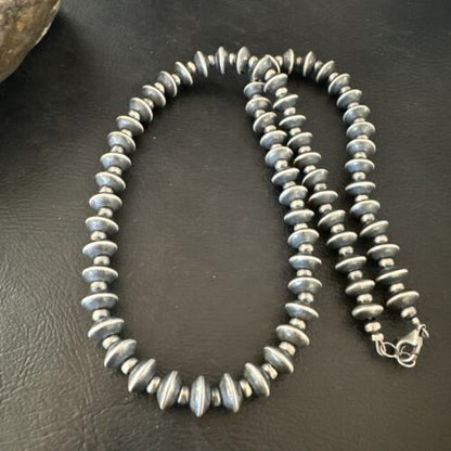 Navajo Pearl Sterling Silver Saucer Bead Necklace | Hand Strung 8mm | 19" | 17436