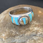 Navajo Coffee Picture Jasper Turquoise Inlay Ring | Sterling Silver | Sz 8.5 | 10982