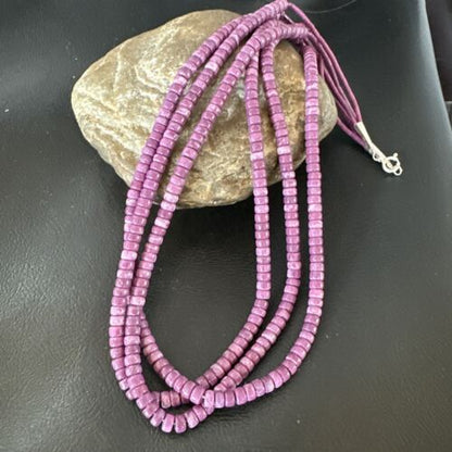 Sugilite Heishi Bead Necklace | 3 Strand | Stabilized Sterling Silver | 20" | 16176