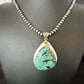 Men's Navajo Blue Spiderweb Turquoise Pendant Necklace | Sterling Silver | Authentic Native American Handmade | 16202
