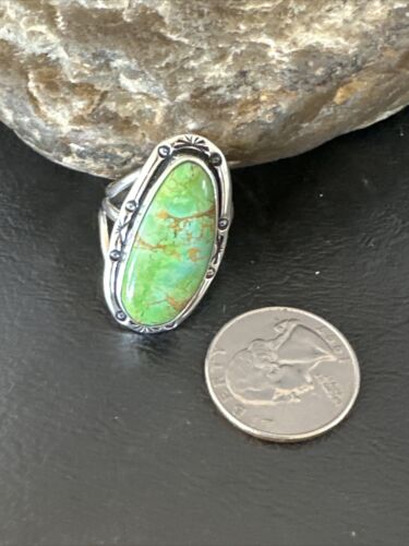 Navajo Green Sonoran Turquoise Ring | Sterling Silver | Sz 9.5 | Authentic Native American Handmade | 16395