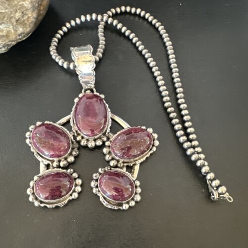 Navajo XL Purple Spiny Oyster Naja Pendant Necklace | Sterling Silver | 16100