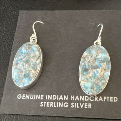 Blue Denim Lapis Dangle Earrings | Sterling Silver | 1" | 15794 - Masha USA