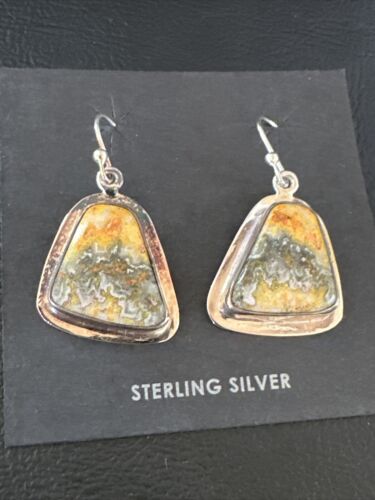 Navajo Bumblebee Jasper Earrings | Sterling Silver | Authentic Native American Handmade | 15830