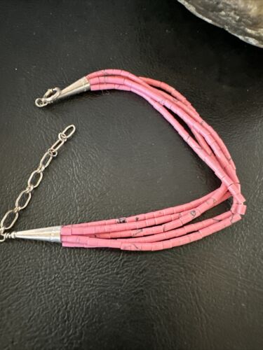 Navajo Pink Rhodochrosite 5-Strand Heishi Bracelet | Authentic Native American Handmade | 16978
